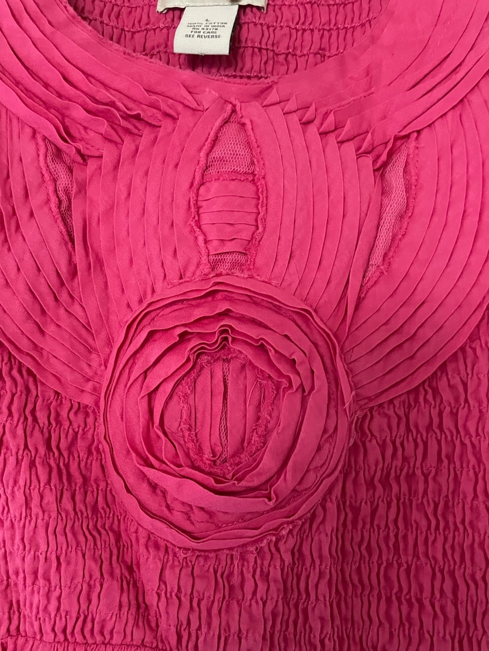 Neiman Marcus Rosette Hot Pink Maxi Flared Sundress SZ L Full flowy Skirt |Gorg - Picture 8 of 12